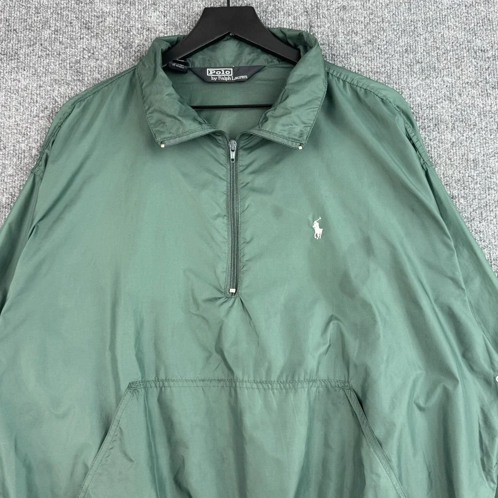 Vintage Polo Ralph Lauren Windbreaker Jacket Mens XL Green 1/4 Zip Lightweight